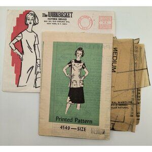 Vintage 1950s Mail Order Workbasket Sewing Pattern 4549 Medium Misses Apron